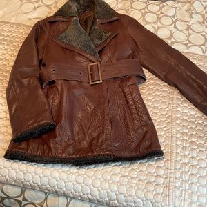 UGG Butter Soft Leather Shearling Coat sz SMALL
